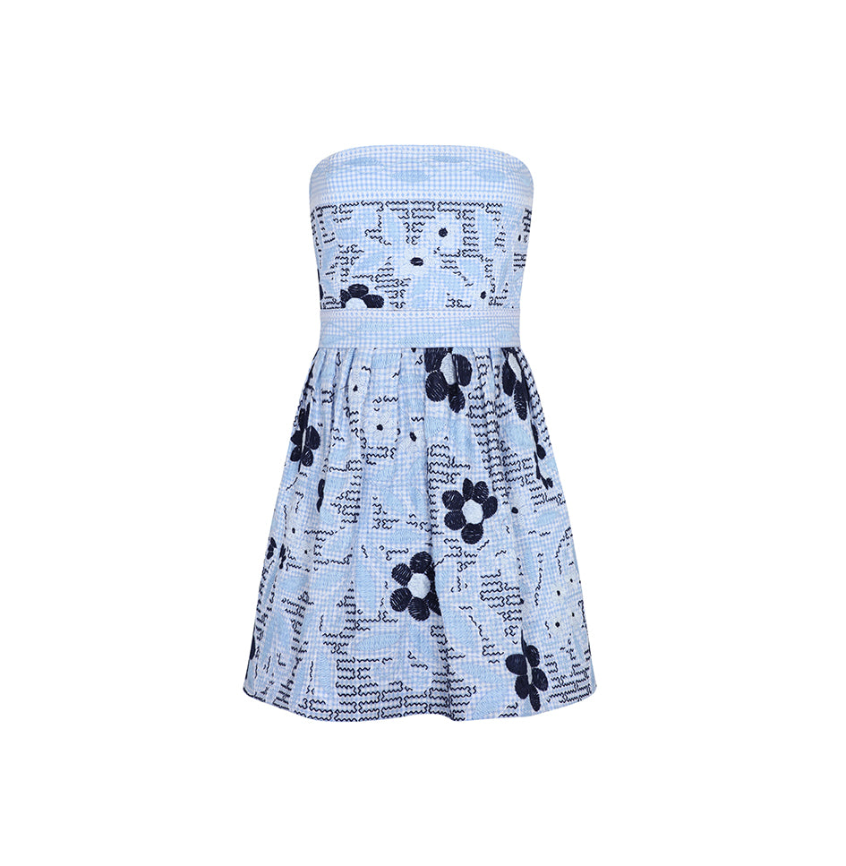 Bari Strapless Mini Pleated Corset Dress | Midnight Floral Gaze