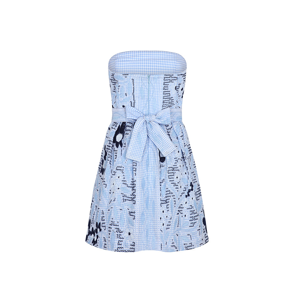 Bari Strapless Mini Pleated Corset Dress | Midnight Floral Gaze